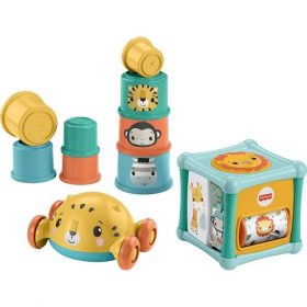 Fisher Price Baby Toys Set With Fine Motor Stacking Cups, Push Car & More