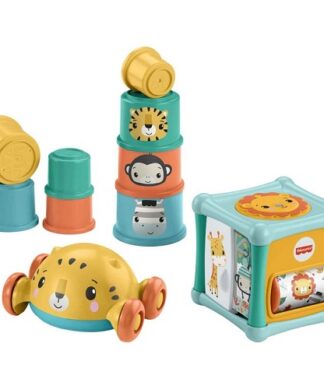 Fisher Price Baby Toys Set With Fine Motor Stacking Cups, Push Car & More