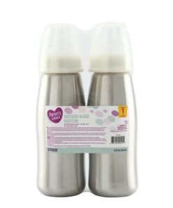 Parent's Choice 2 Pack 9oz Stainless Steel Single Wall Baby Feeding Bottles