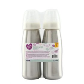 Parent's Choice 2 Pack 9oz Stainless Steel Single Wall Baby Feeding Bottles