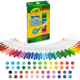 Crayola Super Tip Washable Markers, 50 Assorted Colours