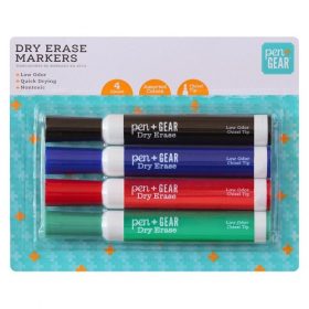 Pen+Gear Dry Erase, Chisel Tip, 4 Count, Assorted Colors  