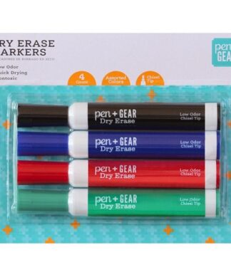 Pen+Gear Dry Erase, Chisel Tip, 4 Count, Assorted Colors  