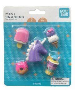 Pen + Gear Mini Erasers Reward, Pastel Colors, 5 Count