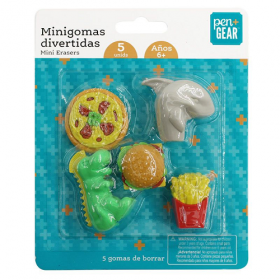 Pen + Gear Mini Erasers Reward, Pastel Colors, 5 Count Dino