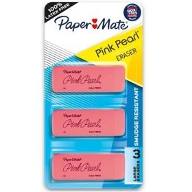 Paper Mate Pink Pearl Erazers, Large 3 Count