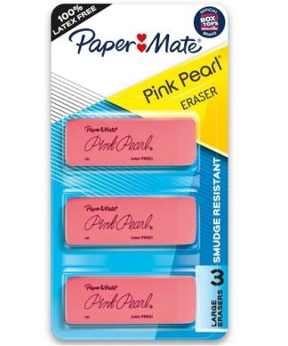 Paper Mate Pink Pearl Erazers, Large 3 Count