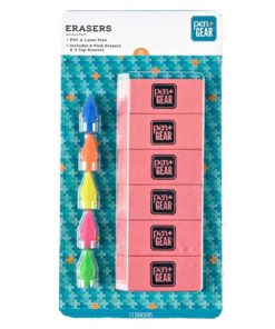 Pen + Gear Erasers and Toppers Set -11 Pcs