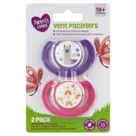 Parent's Choice Silicone Orthodontic Vent Pacifiers , 2 count Pink & Purple 6 Months +