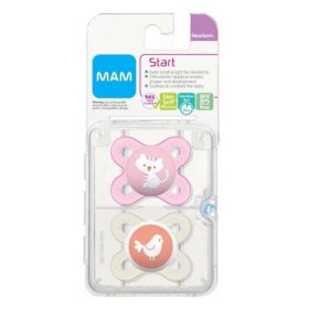 MAM Baby Pacifier For Breastfed Baby Newborn With Storage Case Pink / White