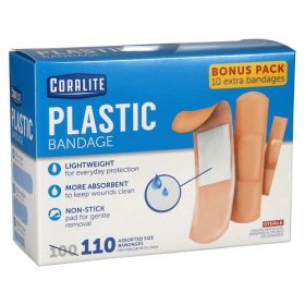 Coralite Assorted Size Plastic Bandages 110 Pieces