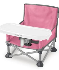 Summer Infant Pop N Sit Portable Baby Booster Seat Chair -Pink/Gray