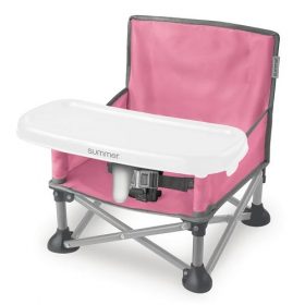 Summer Infant Pop N Sit Portable Baby Booster Seat Chair -Pink/Gray