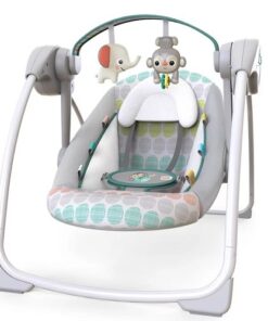 Bright Starts Whimsical Wild Portable Compact Baby Swing With Taggies