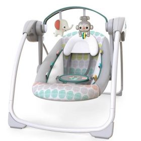 Bright Starts Whimsical Wild Portable Compact Baby Swing With Taggies