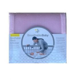 Breathable Baby Mesh Crib Liner, Anti-Bumper, Non-Padded - Pink