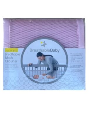Breathable Baby Mesh Crib Liner, Anti-Bumper, Non-Padded - Pink
