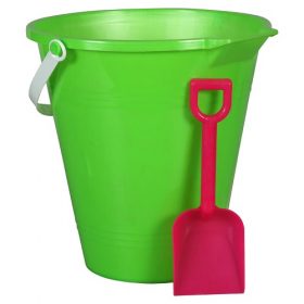 Kids Plastic Pail & Shovel For Pool and Beach Time - Green