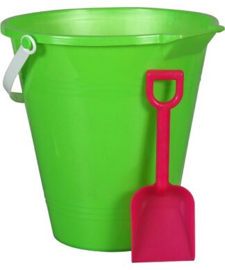 Kids Plastic Pail & Shovel For Pool and Beach Time - Green