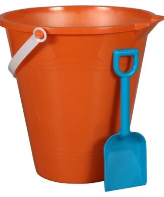 Kids Plastic Pail & Shovel For Pool and Beach Time - Orange