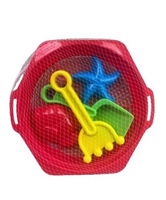 Kids Plastic Beach Sand Sifters - 5 Piece Set - Red