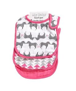 My Baby Boutique 3 Pack Muslin Bibs - Pink Zebra