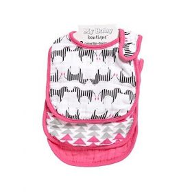 My Baby Boutique 3 Pack Muslin Bibs - Pink Zebra