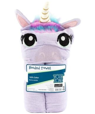Your Zone Unicorn Kids Cotton Hooded Towel - Purple