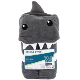 Your Zone Shark Kids Cotton Hooded Towel - Grey