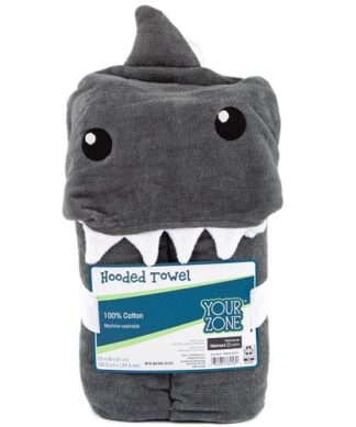 Your Zone Shark Kids Cotton Hooded Towel - Grey