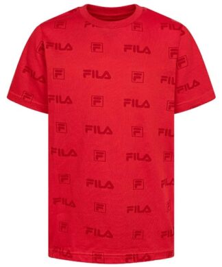 Fila Boys Crewneck Logo Short Sleeve T-shirt - Red