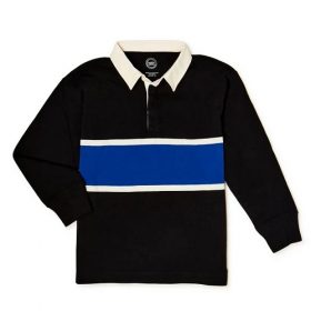 Wonder Nation Boys Rugby Polo Shirt - Blue Black