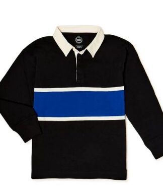 Wonder Nation Boys Rugby Polo Shirt - Blue Black