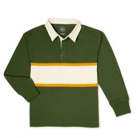 Wonder Nation Boys Rugby Polo Shirt - Green