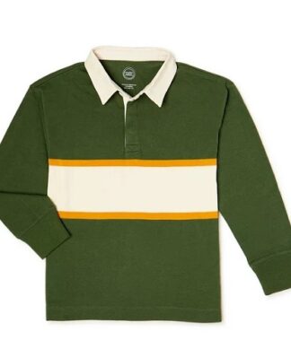 Wonder Nation Boys Rugby Polo Shirt - Green