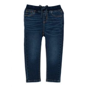 Wonder Nation Baby and Toddler Girls Knit Skinny Jeans Denim - Elastic Waist -Dark Blue