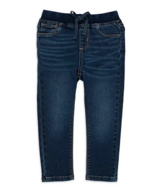 Wonder Nation Baby and Toddler Girls Knit Skinny Jeans Denim - Elastic Waist -Dark Blue