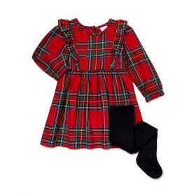 Wonder Nation Baby Girls Christmas Holiday Top & Pop Socks