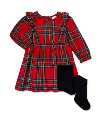 Wonder Nation Baby Girls Christmas Holiday Top & Pop Socks