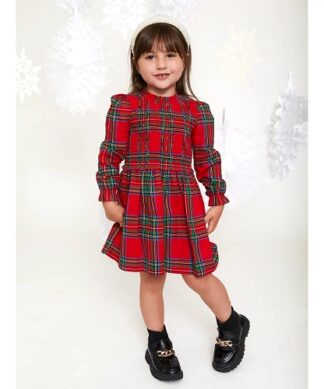 Wonder Nation Baby Girls Christmas Plaid Smocked Dress