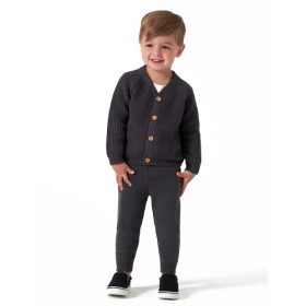 Modern Moments by Gerber Baby Boy or Girl Unisex Knit Cardigan Sweater & Jogger Outfit Set, 2 Piece - Grey