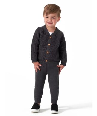 Modern Moments by Gerber Baby Boy or Girl Unisex Knit Cardigan Sweater & Jogger Outfit Set, 2 Piece - Grey