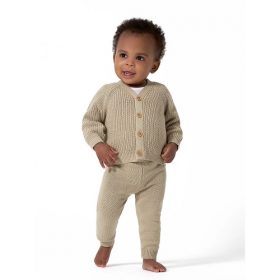 Modern Moments by Gerber Baby Boy or Girl Unisex Knit Cardigan Sweater & Jogger Outfit Set, 2 Piece - Brown