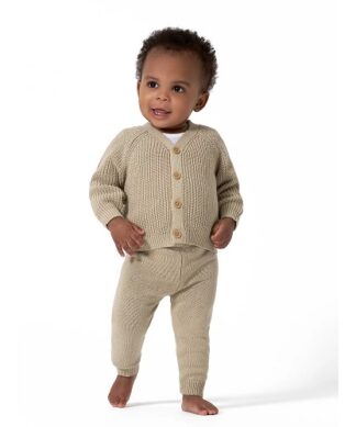 Modern Moments by Gerber Baby Boy or Girl Unisex Knit Cardigan Sweater & Jogger Outfit Set, 2 Piece - Brown