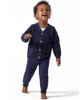 Modern Moments by Gerber Baby Boy or Girl Unisex Knit Cardigan Sweater & Jogger Outfit Set, 2 Piece - N.Blue