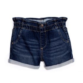 Wonder Nation Girls Papperbag Denim Shorts - Dark Blue Jeans