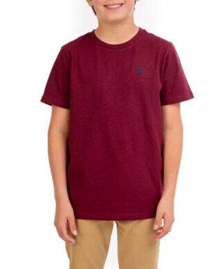U.S. Polo Assn. Boys Crew Neck Short Sleeve Tshirt - Burgundy