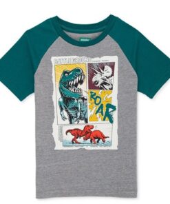 365 Kids Boys Short Sleeve Raglan T-Shirt - Green/Grey