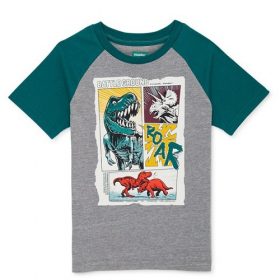 365 Kids Boys Short Sleeve Raglan T-Shirt - Green/Grey