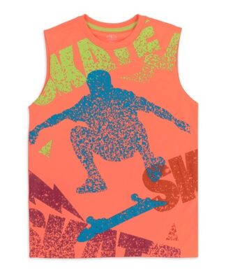 Athletic Works Boys Graphic Muscle Jersey Tank Top - Neon Orange